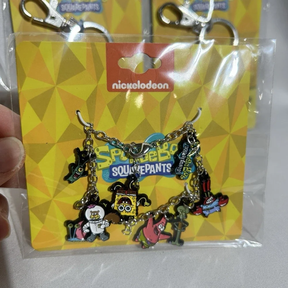 SpongeBob SquarePants Bundle w/‎ 3 Enamel & Metal Keychains & 1 Charm Bracelet